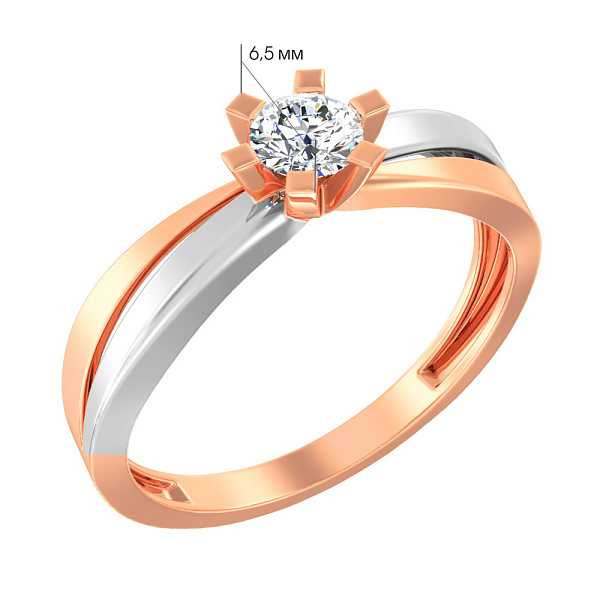 Золотое кольцо с фианитом (арт. 141053) – изображение 2