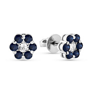 Золотые пусеты с сапфирами и бриллиантом (арт. Т011634бс)