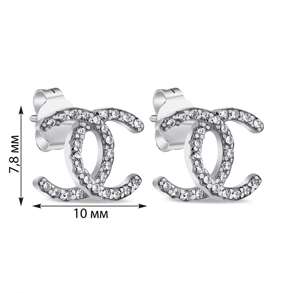 Серебряные серьги-пусеты с фианитами (арт. 7518/5990) – изображение 2