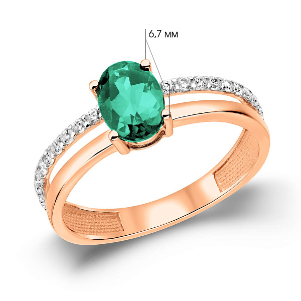 Золотое кольцо с зеленым кварцем (арт. 141135Пз) – изображение 5