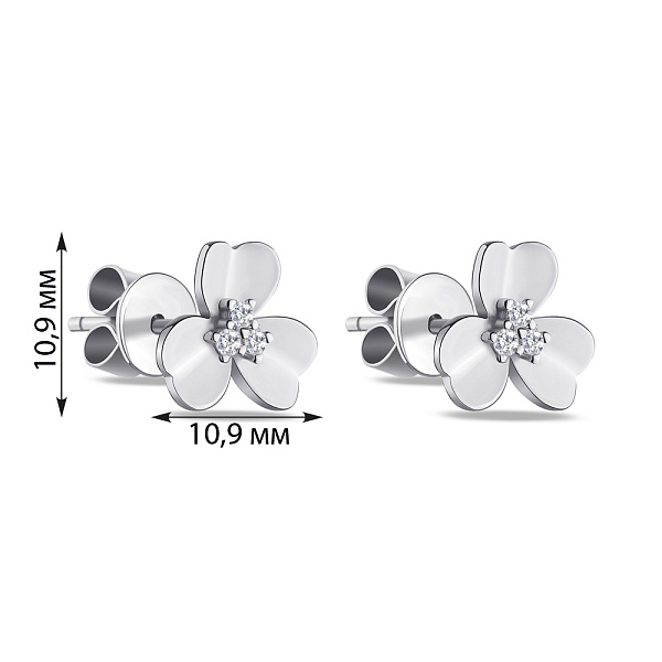 Серебряные пусеты "Цветы" с фианитами (арт. 7518/5929) – изображение 2