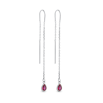 Фото Серебряные серьги-протяжки с красным альпинитом (арт. 7502/4862ак)