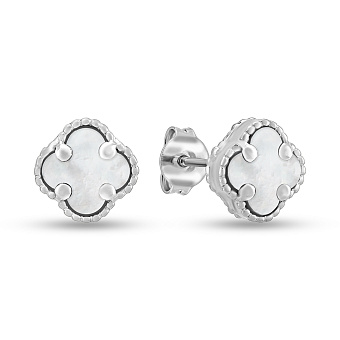 Серьги из белого золота с перламутром (арт. 104811/7бп)