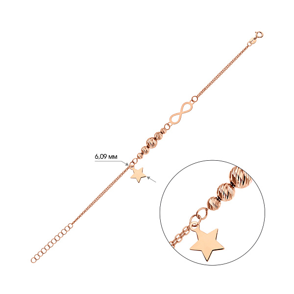 Браслет з червоного золота з підвіскою (арт. 325399а) – зображення 2