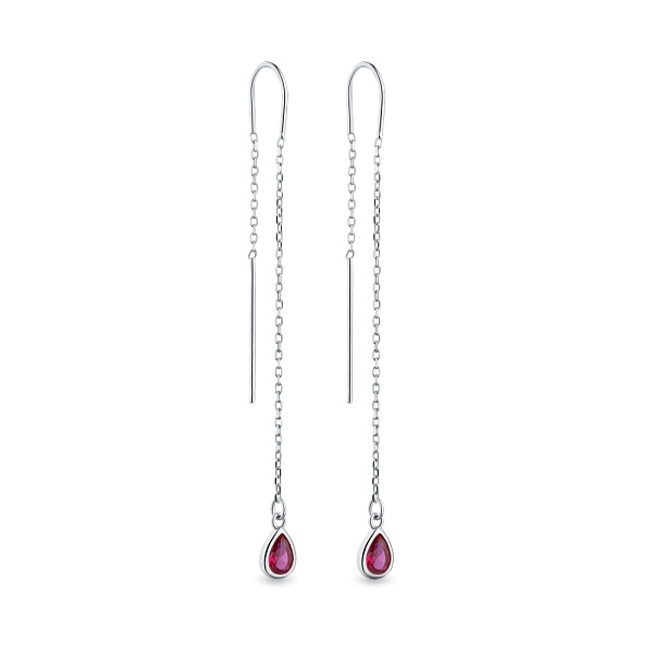 Серебряные серьги-протяжки с красным альпинитом (арт. 7502/4862ак) – изображение 1