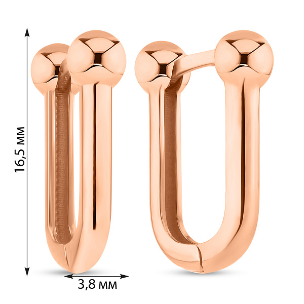 Сережки з червононого золота без каміння (арт. 1091697/15) – зображення 3