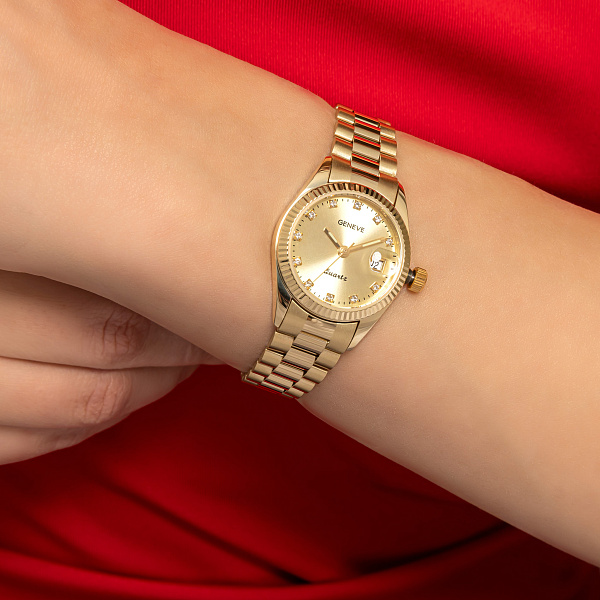 Золотые кварцевые часы с фианитами (арт. 260242жж) – изображение 3