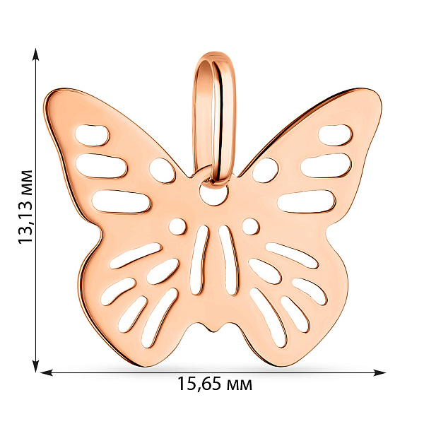 Кулон из золота Бабочка без камней (арт. 424455) – изображение 2