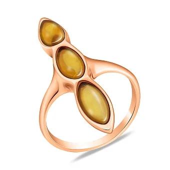 Золота каблучка з бурштином (арт. 152529)