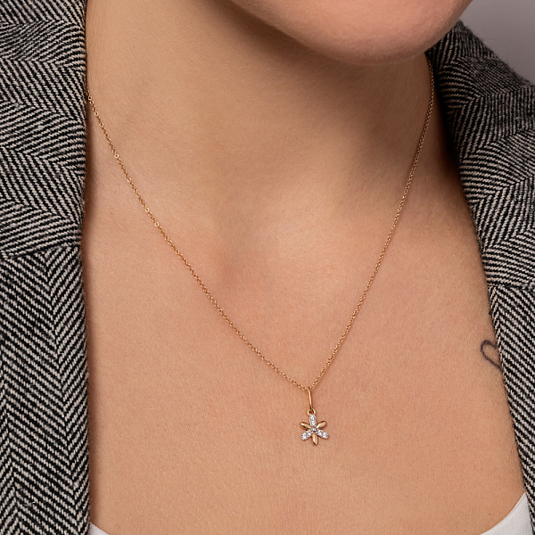 Кулон Цветок из красного золота с фианитами (арт. 422788) – изображение 3