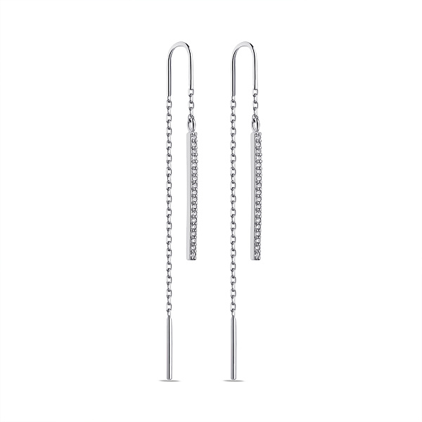 Длинные серьги-протяжки из серебра с фианитами (арт. 7502/3122) – изображение 1