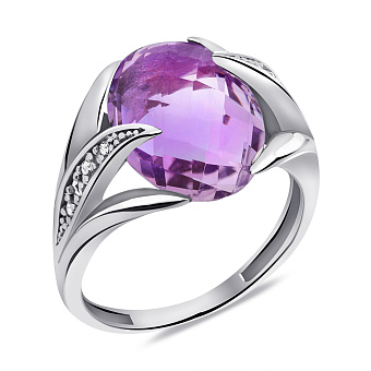 Кольцо из серебра с аметистом и фианитами (арт. 7501/2297А)