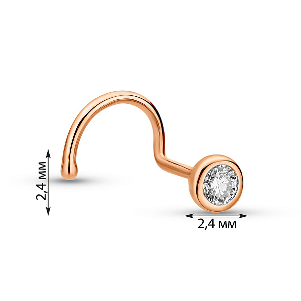 Золотой пирсинг в нос с бриллиантом (арт. Н011825) – изображение 2