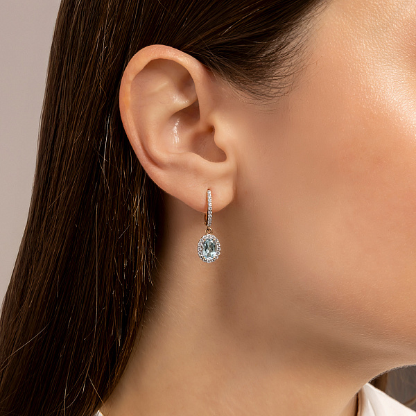 Золоті сережки з топазом і фіанітами (арт. 111159Пг) – зображення 3