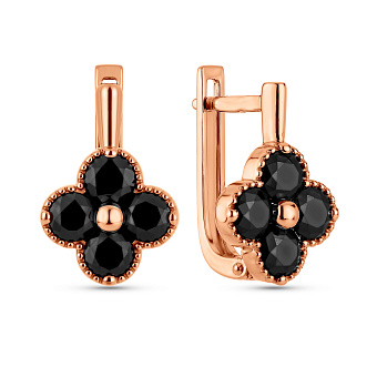 Золотые серьги с черными фианитами (арт. 111246ч)