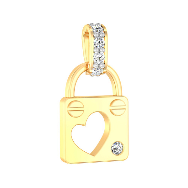 Золотий кулон Замочок з фіанітами (арт. 440644ж) – зображення 1