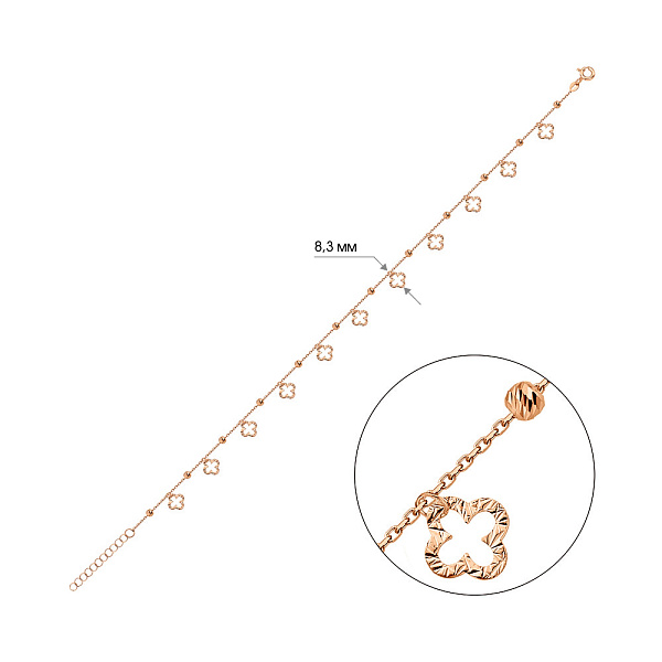 Золотой браслет на ногу Клевер (арт. 3261057н) – изображение 3