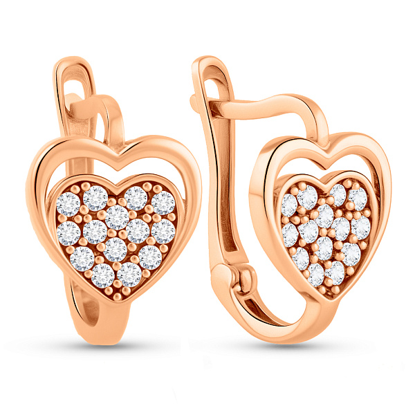 Дитячі золоті сережки Сердечка з фіанітами (арт. 109482) – зображення 1