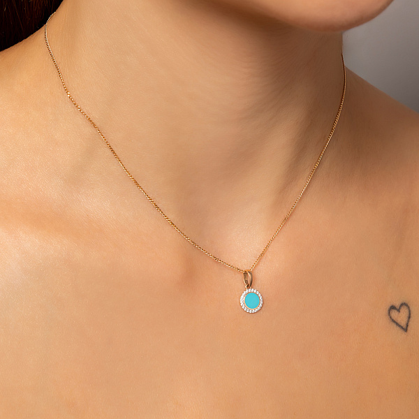 Золотий кулон Лýна з емаллю і фіанітами (арт. 441219ет) – зображення 2