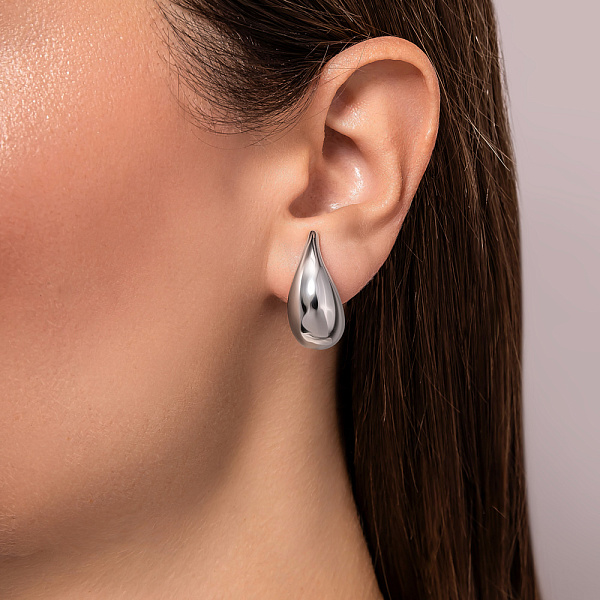 Серьги-пусеты Капля из белого золота (арт. 1091497/3б) – изображение 2