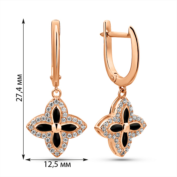 Золоті сережки з емаллю і фіанітами (арт. 2192058101) – зображення 5