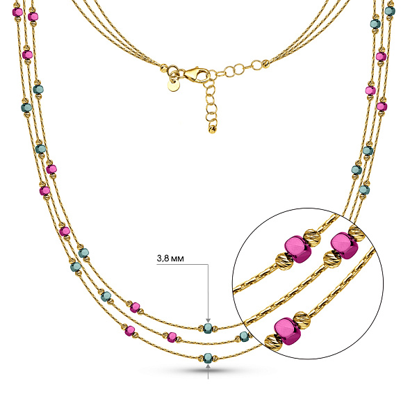 Багатошарове кольє Francelli з жовтого золота (арт. 352464жсмлн) – зображення 2