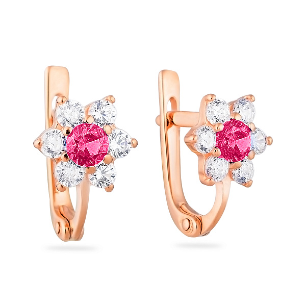 Детские серьги «Цветочки» из золота с фианитами (арт. 110154р) – изображение 1