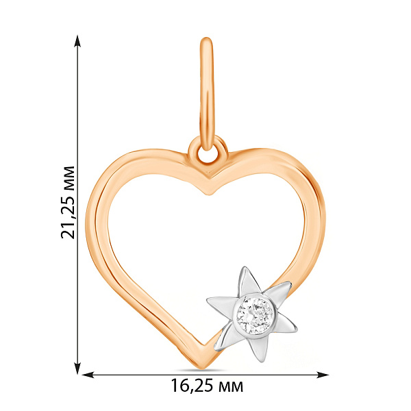 Золотая подвеска Сердце с фианитом (арт. 420960) – изображение 2
