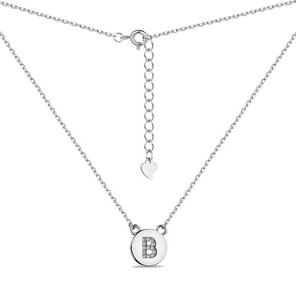 Срібне кольє Літера В з фіанітами (арт. 7507/2154) – зображення 2