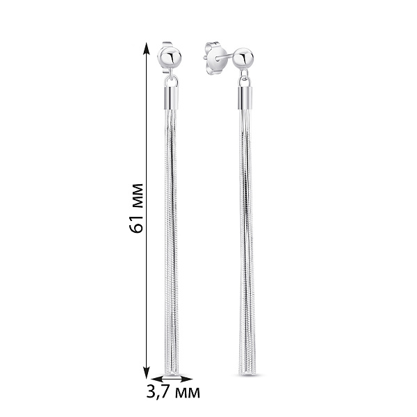 Длинные серебряные серьги без камней (арт. 7518/6951) – изображение 3