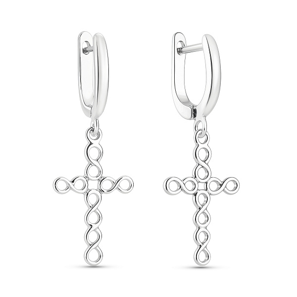 Серебряные серьги с крестиком (арт. 7502/100102) – изображение 1