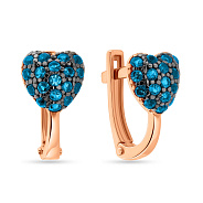 Детские золотые серьги «Сердечки» с голубыми фианитами (арт. 110262г)