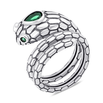 Фото Серебряное кольцо Змея с зелеными альпинитами (арт. 7901/8468аз)