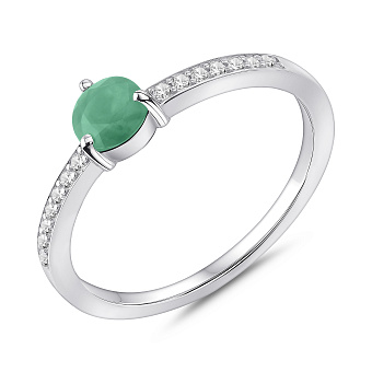 Тонкое серебряное кольцо с изумрудом и фианитами (арт. 7501/2162322Изм)