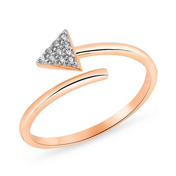 Незамкнутое золотое кольцо с фианитами (арт. 155298) – изображение 1