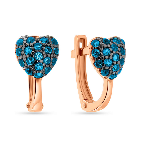 Детские золотые серьги «Сердечки» с голубыми фианитами (арт. 110262г) – изображение 1