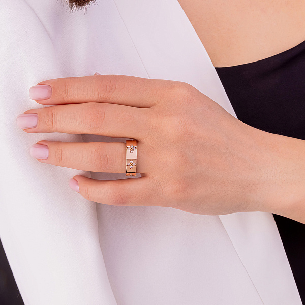 Кольцо из красного золота с фианитами (арт. 156051) – изображение 2