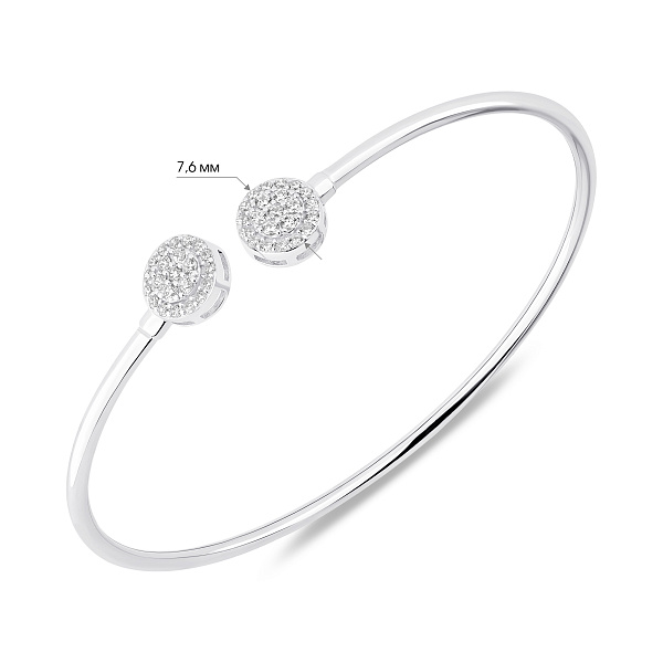 Серебряный жесткий браслет с фианитами (арт. 7509/5260) – изображение 3