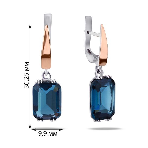 Серебряные серьги подвески с танзанитом (арт. 7202/108Тзнссп) – изображение 2