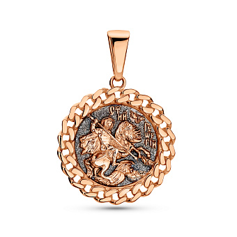 Фото Золотой кулон-оберег Георгий Победоносец (арт. 440937ч)