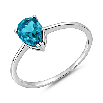 Фото Каблучка з білого золота з топазом (арт. 141230Пбл)