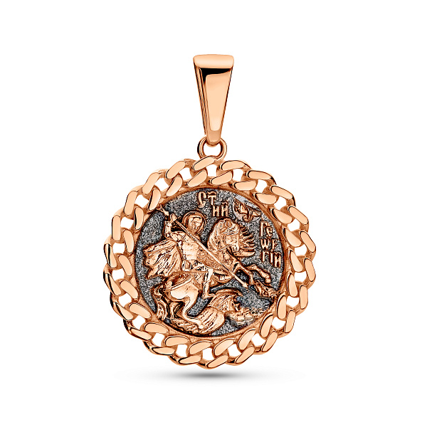 Золотой кулон-оберег Георгий Победоносец (арт. 440937ч) – изображение 1