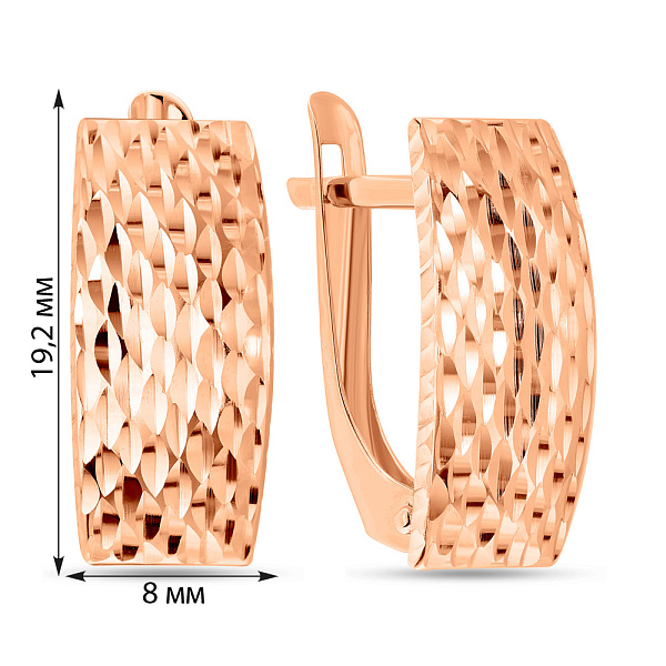 Сережки з червоного золота з алмазною гранню (арт. 121601) – зображення 3