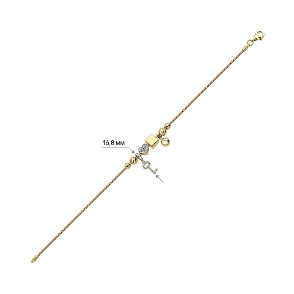 Золотий браслет з фіанітами і підвісками (арт. 325677жП2) – зображення 2