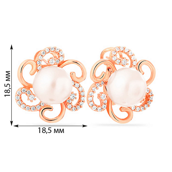 Золотые серьги с жемчугом и фианитами (арт. 104072) – изображение 4