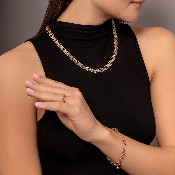 Массивное колье из красного золота с родированием (арт. 350111р) – изображение 3