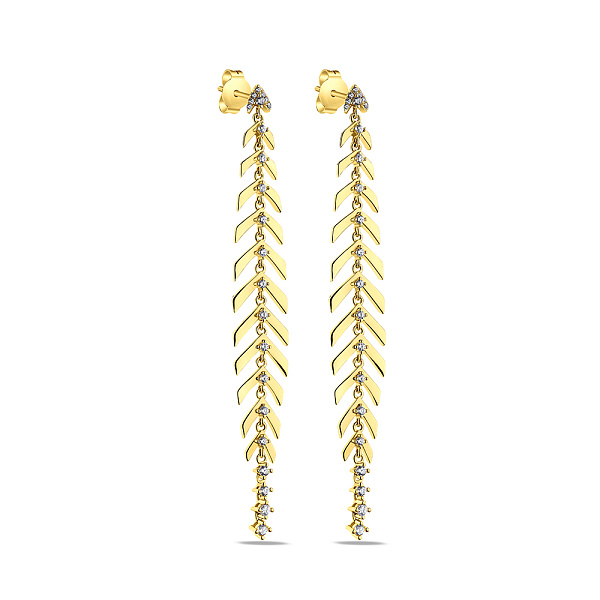 Длинные серьги из серебра с желтым родирование (арт. 7518/6595ж) – изображение 1