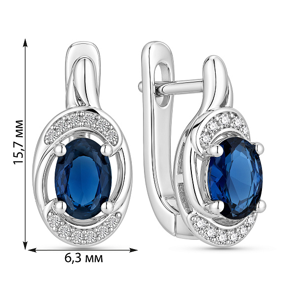 Серебряные серьги с сапфиром и фианитами (арт. 7502/10600Спс) – изображение 2
