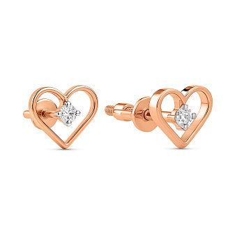 Золоті сережки Сердечка з діамантами (арт. Т011707005)