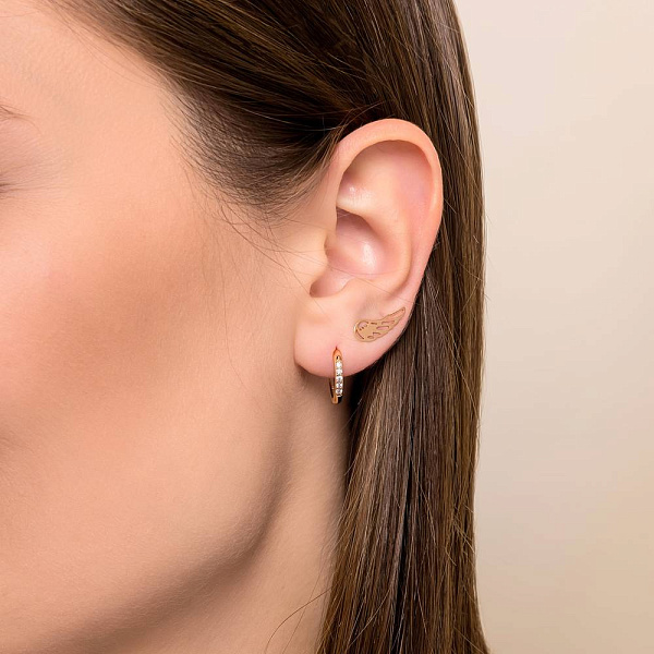 Золоті сережки-пусети "Крила" без каміння  (арт. 108930) – зображення 2